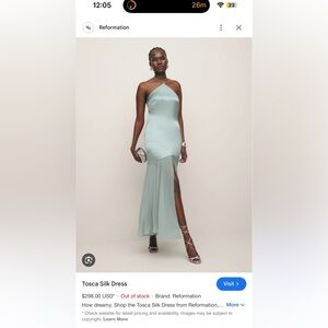 Reformation Tosca Silk Dress in Aquamarine